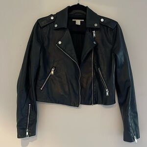faux leather cropped moto jacket